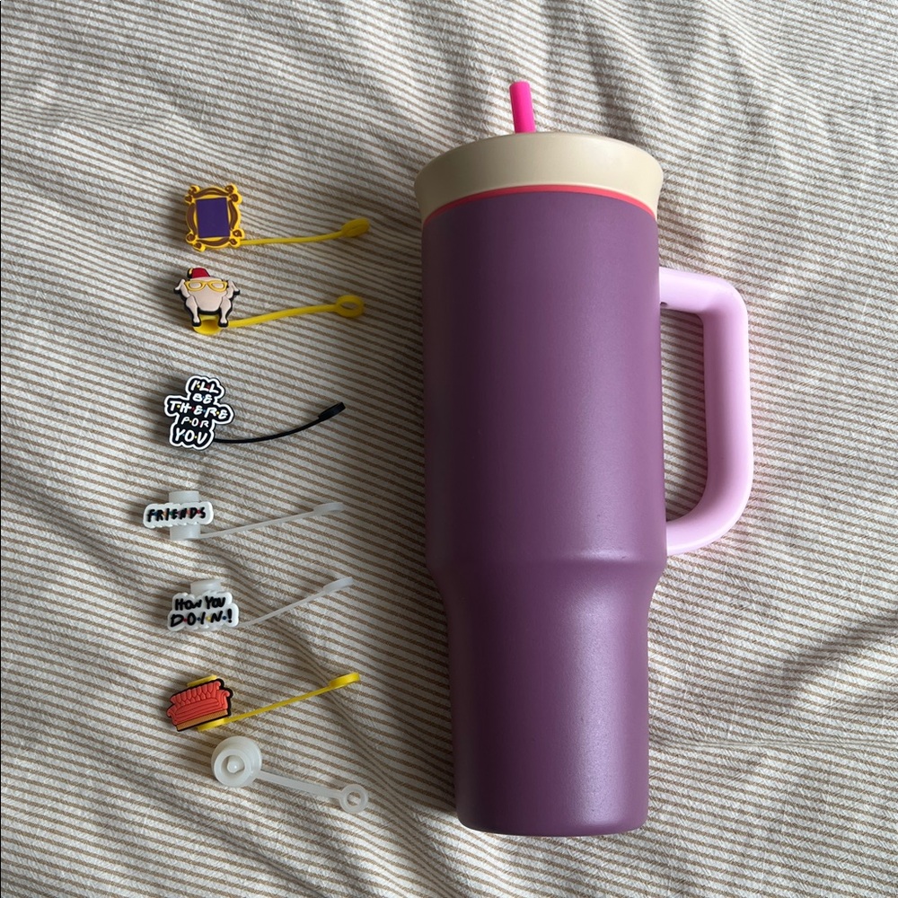 Owala 40oz Purple Tumbler with Straw and Straw Covers